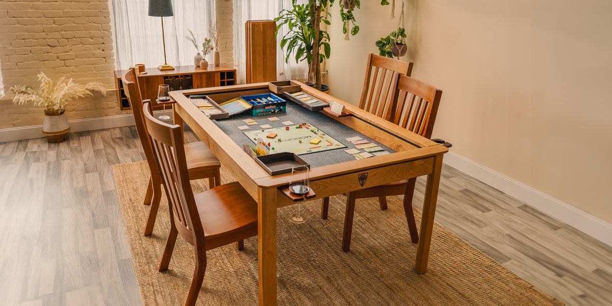 Wooden game discount table with chairs