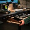 Central Drawer - pulling out keyboard tray at music desk