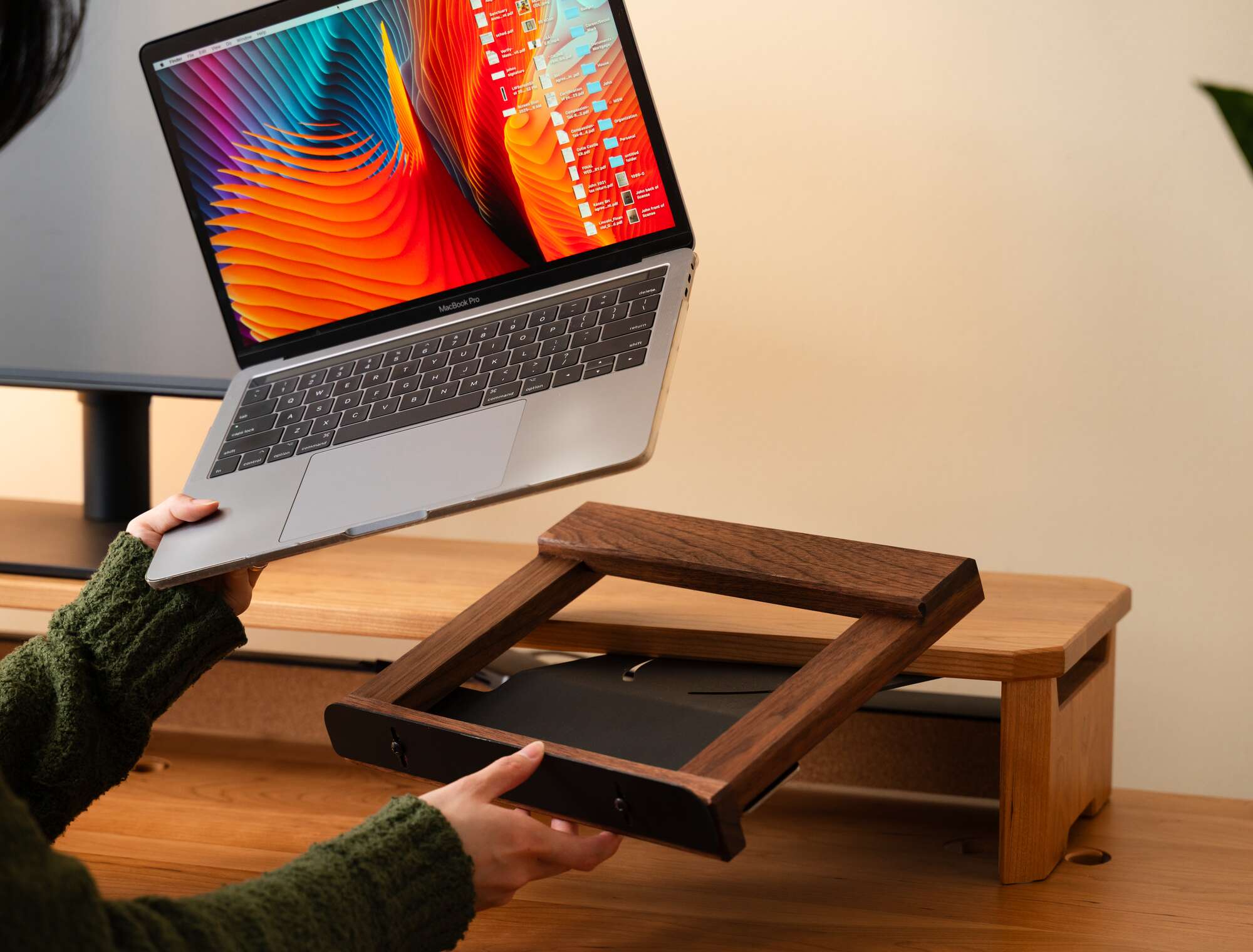 Laptop Holder - laptop holder with laptop close-up